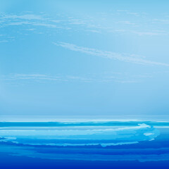 Fototapeta premium View of the frosen sea, ice, glaciers, winter.Vector illustration, watercolor style, concept for card, poster, flyer, print. Melting ice- global warming. 