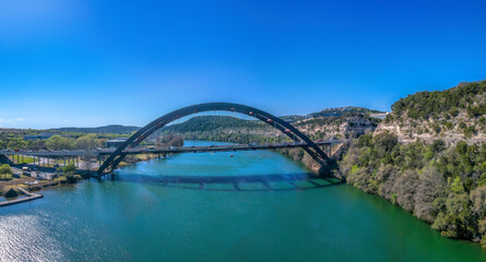 Austin, Texas- Through arch bridge and Colorado River