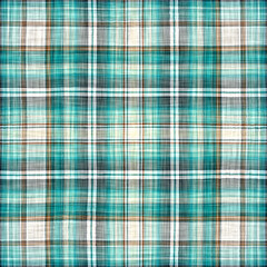 Teal rustic coastal beach house check fabric tile. Seamless sailor flannel textile gingham repeat swatch.