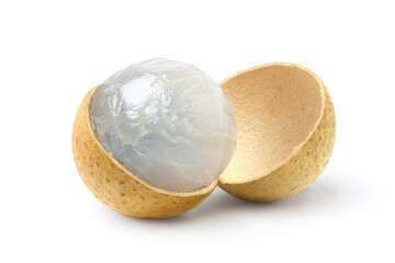 Close-up fresh natural Longan fruits isolated on white background. Clipping path.