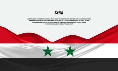 Syria flag design. Waving Syrian flag made of satin or silk fabric. Vector Illustration.
