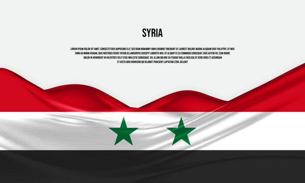 Syria flag design. Waving Syrian flag made of satin or silk fabric. Vector Illustration. - Powered by Adobe