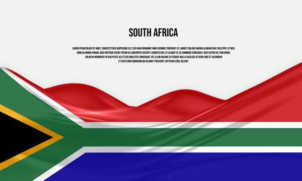 South Africa flag design. Waving South African flag made of satin or silk fabric. Vector Illustration.
