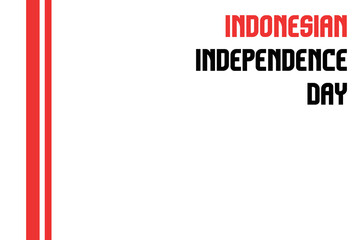 Minimalist and Simple Web Banner for Indonesian Independence Day. Greeting Card with Red, White and Black Color