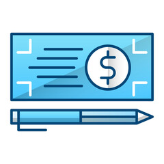 Bank check payment icon
