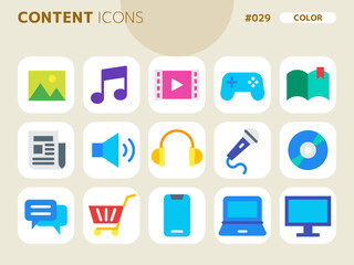 コンテンツに関連するカラースタイルのアイコンセット_029