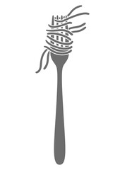 Illustration of Italian pasta spaghetti on fork. Culinary image for menu of restaurants.