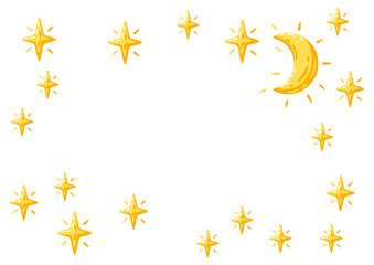 Fototapeta premium Background with moon and stars. Cartoon image of night.
