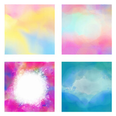 Set colorful watercolor background