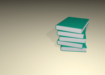 stack of green books