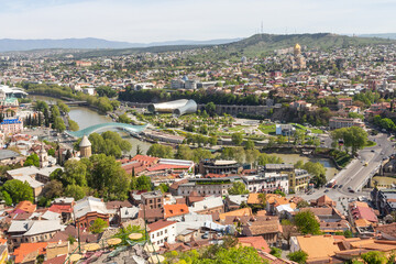 Fototapeta na wymiar A beautiful panoramic view of the city of Tbilisi. Georgia country