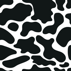 Cowhide seamless pattern, black spots on a white background, simple minimalism pattern