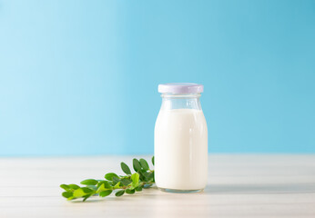 Cow's milk in a glass bottle