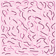 Abstract drawing on a pink background. Arbitrary simple lines. Vector.