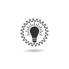 Light Bulb and Gear icon with shadow