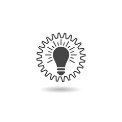 Light Bulb and Gear icon with shadow