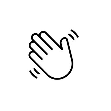Icono de mano plana. Concepto de agitar, saludar o despedirse. Mano agitando. Hola