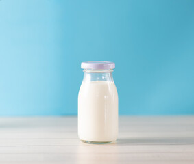 Cow's milk in a glass bottle