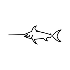 Swordfish color line illustration. Ocean fishes