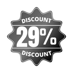 29% percent off, with black sticker design (Black Friday) and luminosity detail in the center, online discount, mega sale, vector illustration, Twenty-nine