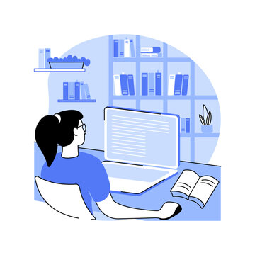 Study in a library isolated cartoon vector illustrations.