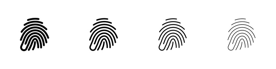 Conjunto de icono de huellas dactilares. Concepto de identidad, firma, autorización, privacidad. Huella del dedo
