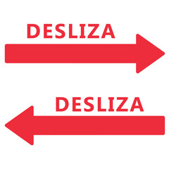 Imagen vectorial de flechas para señalamientos en puertas para deslizar en color rojo hacia la derecha y hacia la izquierda 