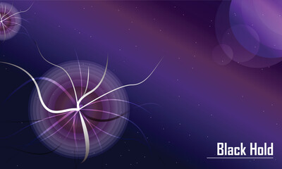 Abstract Background Dark outer space Use a gradation of dark blue-purple tones, surrounded by stars, and planets. The circle represents the symbol of a black hole.