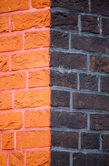 Obraz premium Corner of brick building wall.