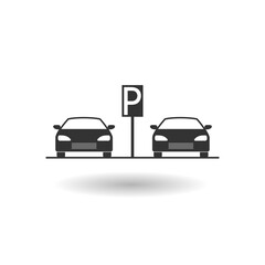 Parking icon with shadow isolated on white