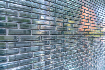Reflective optical glass brick walls at Austin, Texas