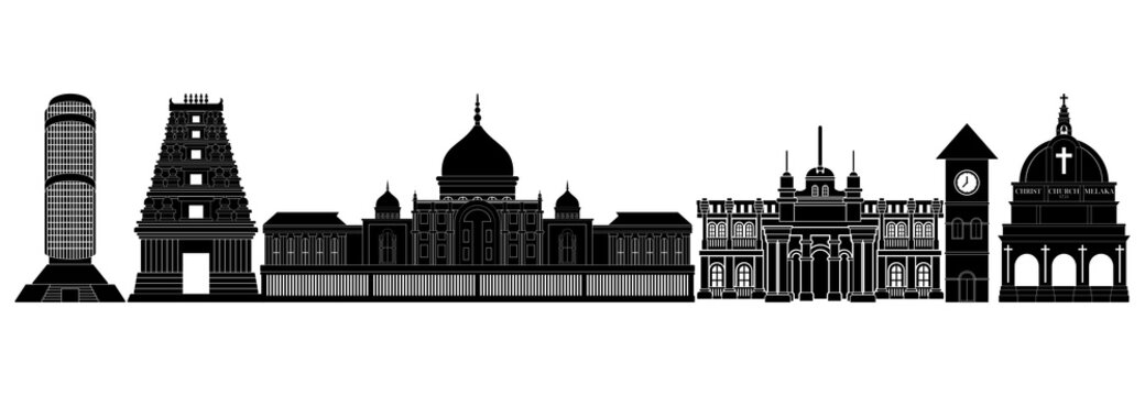 malaysia building icon set, malaysia building vector set sign symbol