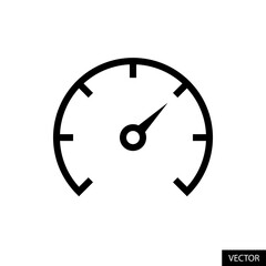Speedometer, Speed meter vector icon in line style design for website design, app, UI, isolated on white background. Editable stroke. Vector illustration.