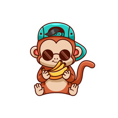 Obraz premium cute monkey mascot logo