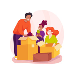 Unboxing items isolated cartoon vector illustration.