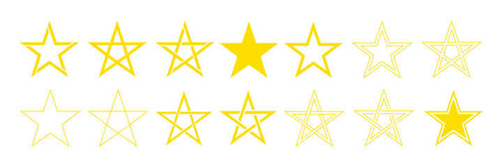 Set of stars icon. Different shapes of stars. Vector illustration
