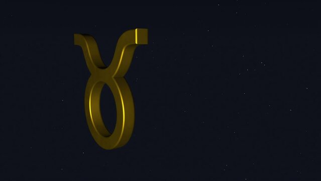Taurus astrological symbol rotates against the background of stars