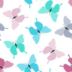 Naklejka na ściany i meble Vector seamless pattern with colorful butterflies