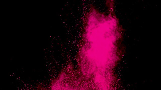 Super slow motion of coloured powder explosion isolated