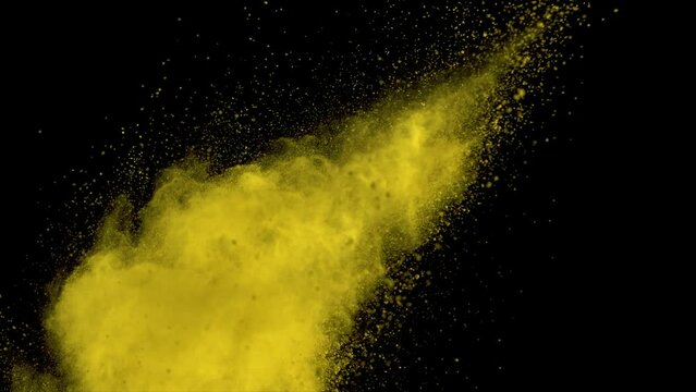 Super slow motion of coloured powder explosion isolated