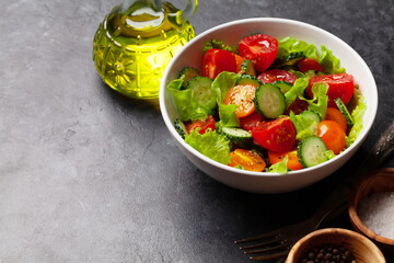 Fresh salad with tomato and cucumber