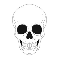 Skull vector monochrome illustration. Sugar skull. The day of the Dead. Tattoo. Object isolated on white background.