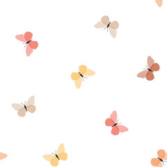 Boho seamless pattern with red and yellow butterflies