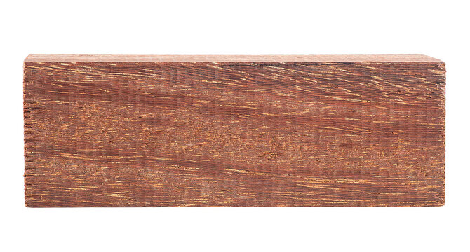 Wooden plank isolated on a white background. Padouk wood.