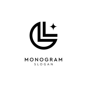moon graphic art monogram logo with letter L for business company