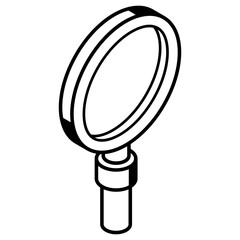 Premium isometric outline icon of magnifying glass