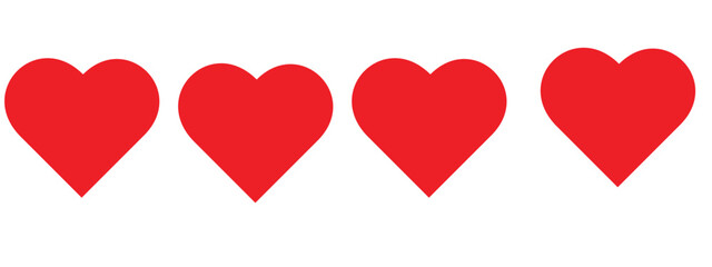 Red heart icons set on white background.