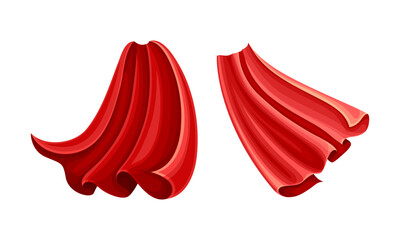 Red capes set. Carnival clothes, costume for superhero or vampire cartoon vector illustration