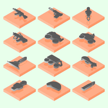vector illustration, collection of isometric war icons. for website, social media.
