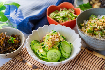 夏の野菜づくしの食卓